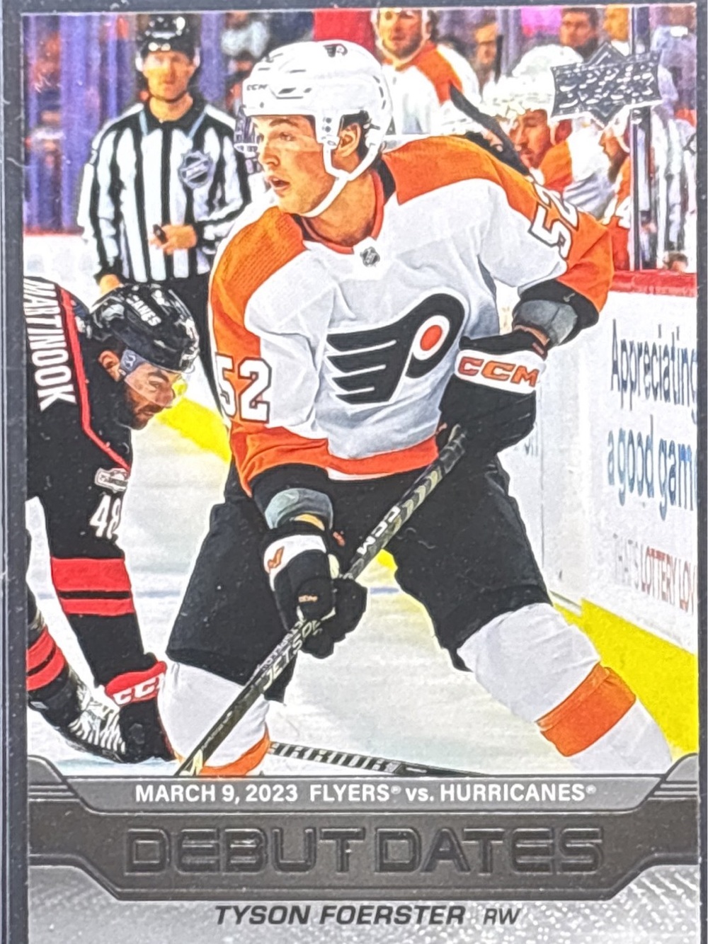 Upper Deck Tyson Foerster Philadelphia Flyers Debut Dates Trading Card